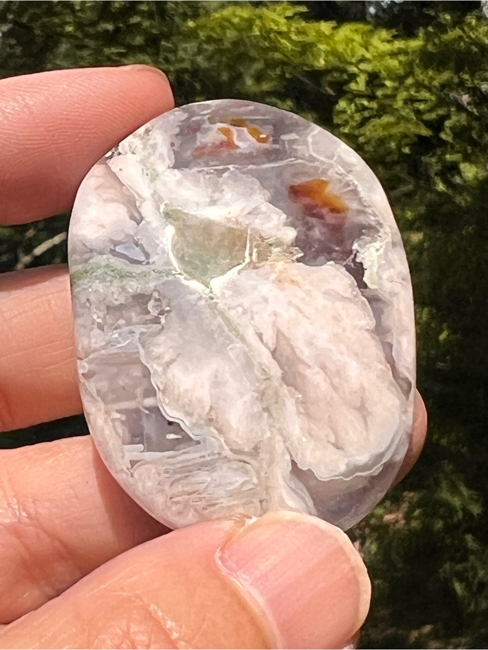 Green (2) cherry agate palmstone |Crystal